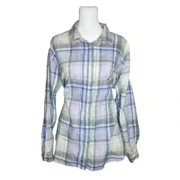 LOFT women's 100% cotton long sleeve button down shirt size large - Picture 1 of 7